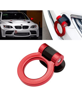 Xotic Tech JDM Track Racing Style Bumper Trailer Tow Hook Ring Decoration Sticker Universal Fit All Car Truck SUV, Red