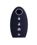 XUHANG Sillicone Key fob Skin Key Cover Remote Case Protector Shell for Nissan Teana Murano Maxima Pathfinder Rogue Versa 370Z Sentra Altima Smart Remote 4 Button Black