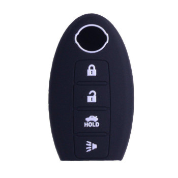 XUHANG Sillicone Key fob Skin Key Cover Remote Case Protector Shell for Nissan Teana Murano Maxima Pathfinder Rogue Versa 370Z Sentra Altima Smart Remote 4 Button Black