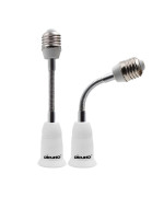 DiCUNO E26 15.5CM/5.5 Inch Extension Socket Extender Adapter, E26 to E26 Flexible Extension, All-Directional Adjustable Standard Medium Light Bulb Socket Converter (2-Pack)