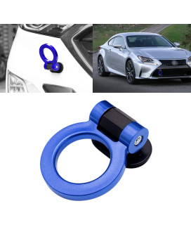 Xotic Tech JDM Track Racing Style Bumper Trailer Tow Hook Ring Decoration Sticker Universal Fit All Car Truck SUV, Blue