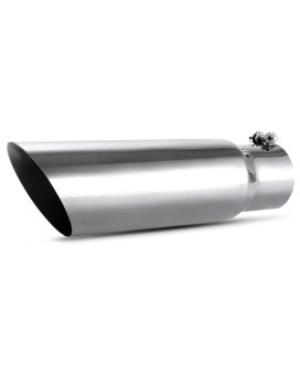 AUTOSAVER88 2.75 Inch Inlet Exhaust Tip, 2.75 Inlet 3.5 Outlet 12 Overall Length Stainless Steel Exhaust Tail Tip for 2 3/4 Inch Outside Diameter Tailpipe, Chrome-Plated, Slant Angle Cut, Bolt-On