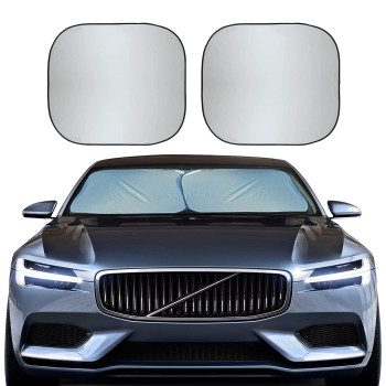 EcoNour 2-Piece Car Windshield Sun Shade | Durable 230T Polyester Sun Shield for Front Window Blocks UV Rays | Foldable Automotive Interior Accessories for Sun Protection | Medium (28 x 31 inches)