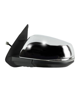 Driver Side Mirror for Toyota Tacoma, Textured Black w/Chrome Cover, w/Turn Signal, Foldaway, w/o Puddle lamp, w/o spot Mirror, w/o Blind spot Detection System, Heated Power