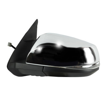 Driver Side Mirror for Toyota Tacoma, Textured Black w/Chrome Cover, w/Turn Signal, Foldaway, w/o Puddle lamp, w/o spot Mirror, w/o Blind spot Detection System, Heated Power