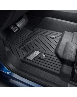 GM Accessories 84185470 First-Row Premium All-Weather Floor Liners in Jet Black with Bowtie Logo (for Models with Center Console)