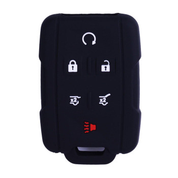 XUHANG 2Pcs WERFDSR Sillicone Key fob Skin Key Cover Remote Case Protector Shell for 2015 2016 Chevrolet Suburban Tahoe GMC Yukon Smart Remote Black