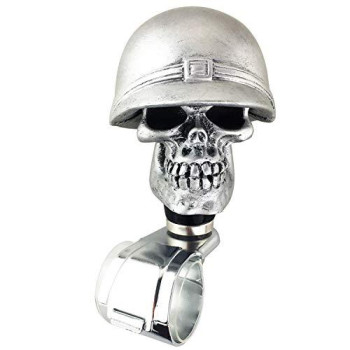 Abfer Suicide Knob Car Wheel Spinner for Steering Spinner Skull Turning Assist Ball Brodie Knobs Fit Vehicles (Silver)