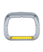 United Pacific 32370 10 LED Rectangular Headlight Bezel With Visor - Amber LED/Amber Lens