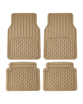 FH Group Automotive Floor Mats - Heavy-Duty Rubber Floor Mats for Cars, Universal Fit Full Set, Climaproof Floor Mats, Trimmable Floor Mats for Most Sedan, SUV, Truck Floor Mats Beige