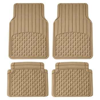 FH Group Automotive Floor Mats - Heavy-Duty Rubber Floor Mats for Cars, Universal Fit Full Set, Climaproof Floor Mats, Trimmable Floor Mats for Most Sedan, SUV, Truck Floor Mats Beige