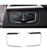 Qiilu Headlight Control Panel Sticker, Car Interior Accessories Headlight Switch Frame Trim Cover for 1 2 3 4 X5 X6 Series F20 F22 F30 F32 Silver