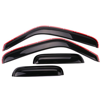 IKON MOTORSPORTS in-Channel Window Visor Compatible with 1999-2011 Ford Ranger, 1999-2000 B2500, 1999-2007 B3000, 1999-2009 B4000 with Extended Cab, Slim Style Acrylic Smoke Tinted 4PC Air Deflector