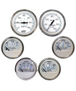 Faria KTF063 Chesapeake Tachometer Speedometer Volt Inboard Set - White SS