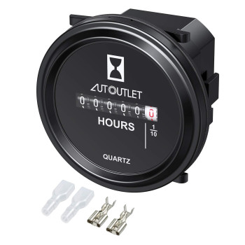 AUTOUTLET Quartz Hour Meter 6V-80V, 12 Volt Hour Meter Round Waterproof Hour Gauge for Boat Auto ATV UTV Snowmobile Lawn Tractors Generators Automotive Replacement Hour Meter Gauges