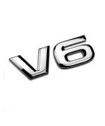 DSYCAR 3D Metal Adhesive V6 Truck Car Badge Emblem Sticker Metal V6 Emblem Aluminum Alloy Auto Trunk Fender Bumper Decal Emblem (V6-Silver)