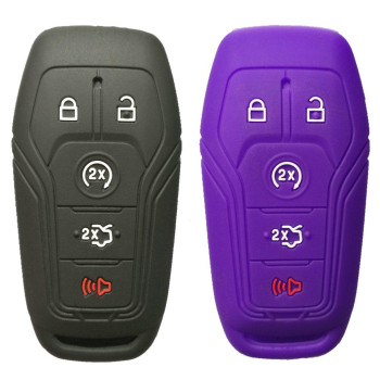 Alegender Qty(2) 5 Buttons Rubber Smart Key Cover Jacket Glove Holder for Ford Fusion Explorer F-150 Mustang Lincoln MKZ MKC Fob Remote