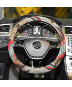 LSAUTO Universal 15inch Ethnic Style Baja Blanket Steering Wheel Cover with Coarse Flax Cloth and Sweat Absorption Anti Slip Car WrapSWC08