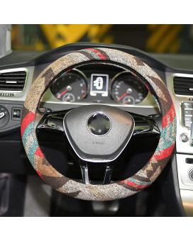 LSAUTO Universal 15inch Ethnic Style Baja Blanket Steering Wheel Cover with Coarse Flax Cloth and Sweat Absorption Anti Slip Car WrapSWC08