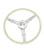 Steering Wheel, for Beetle 49-59, Ghia 49-59, Silver BANJO, Compatible with Dune Buggy