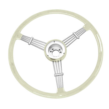 Steering Wheel, for Beetle 49-59, Ghia 49-59, Silver BANJO, Compatible with Dune Buggy