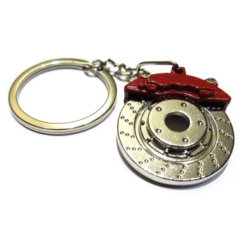 GT//Rotors Red Silver Rotor Brake Keychain Automotive Part Car Gift Key Chain Ring