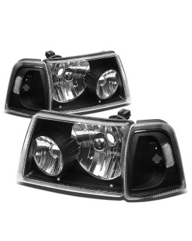 DNA MOTORING HL-OH-FRAN01-BK-CL1 Pair of Headlights Compatible with Ford Ranger 2001-2011, Black Housing/Clear Corner