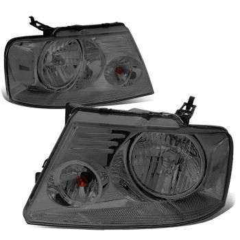 DNA MOTORINg HL-OH-F1504-SM-cL1 Smoke Lens Headlights Replacement compatible with 04-08 F-15006-08 Mark LT