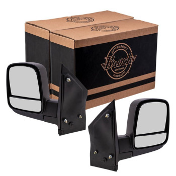 Brock Aftermarket Replacement Driver Left Passenger Right Manual Mirror Textured Black With Dual Glass Set Compatible With 2008-2022 Chevy Express