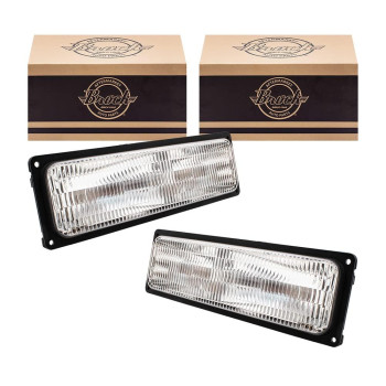 Brock Replacement Driver and Passenger Set Park Signal Front Marker Lights Compatible with 94-02 Tahoe C/K Pickup Suburban Yukon Blazer 5976837 5976838