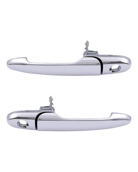 Brock Replacement Pair Set Front Outside Door Handle Chrome w/Keyholes Compatible with G5 Cobalt Solstice Sky 25869324 25867554