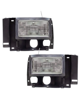 Brock Replacement Driver and Passenger Headlights Compatible with 1989-1992 Ranger Pickup F1TZ13008D F1TZ13008C