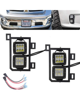 XJMOTO 4x 3 inch 24W LED Fog Light Pods with Plug Wiring Kit & Front Lower Hidden Bumper Mounting Bracket Compatible with 2013-2018 Dodge Ram 1500