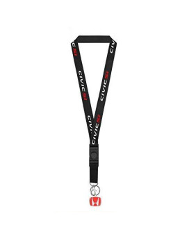 iPick Image - Black Nylon Lanyard with Red H Logo Key Charm - Honda Civic Si