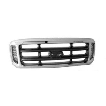 FITRITE AUTO PARTS New Grille For 1999-2004 Ford Pickup Ford Superduty, Made of Plastic, Chrome Surround With Matte Finish Bars FO1200359 1C3Z8200BAA