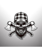 Lumberjack Skull with AxesVinyl Decal Sticker (2 Pack) Cars Trucks Vans SUVs Windows Walls Cups Laptops Full Color Printed and Laminated 2-5.5 Inch KCD2446