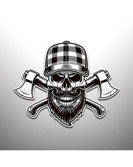 Lumberjack Skull with AxesVinyl Decal Sticker (2 Pack) Cars Trucks Vans SUVs Windows Walls Cups Laptops Full Color Printed and Laminated 2-5.5 Inch KCD2446