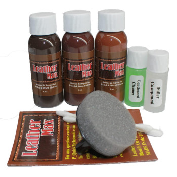 Leather Max Complete Leather Refinish, Restore, Recolor & Repair Kit/Now with 3 Color Shades to Blend with/Leather & Vinyl Refinish (Double Dark Browns)