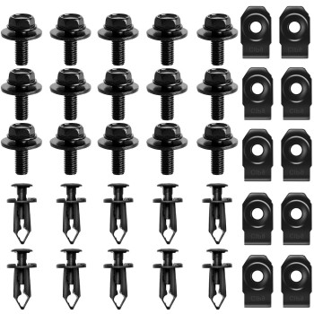 Belleone 35PCS Engine Splash Shield Body Bolts Screws - Fender Bumper Clips Rivets - Splash Shield Hardware Bolts Kit Fit for Nissan 350z 370z Infiniti G35 G37 FX35 FX45