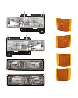 Brock Replacement 8 Piece Headlights and Signal Lights Compatible with 15034929 15034930 5976837 5976838 5977459