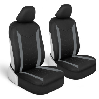 Motor Trend SpillGuard Seat Covers for Cars Trucks SUV - Gray Seat Covers with Waterproof Neoprene Lining, Automotive Car Seat Covers for Front Seats Only, Forros Para Asientos de Carro