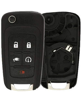 KeylessOption Keyless Entry Car Remote Start Flip Key Fob Shell Case Button Pad Outer Cover for 2011-2015 Chevy Volt OHT05918179