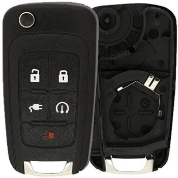 KeylessOption Keyless Entry Car Remote Start Flip Key Fob Shell Case Button Pad Outer Cover for 2011-2015 Chevy Volt OHT05918179