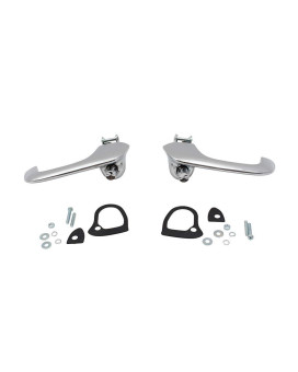 Brock Replacement Set of Outside Chrome Door Handles w/Gaskets & Hardware Compatible with 67-68 Mustang Cougar C7ZZ6522404A C7ZZ6522405A