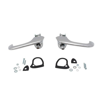 Brock Replacement Set of Outside Chrome Door Handles w/Gaskets & Hardware Compatible with 67-68 Mustang Cougar C7ZZ6522404A C7ZZ6522405A