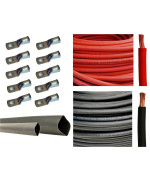 WNI 2/0 AWG 2/0 Gauge 30 Feet Black + 30 Feet Red Battery Welding Pure Copper Ultra Flexible Cable + 5pcs of 5/16 & 5pcs 3/8 Copper Cable Lug Terminal Connectors + 3 Feet Heat Shrink Tubing