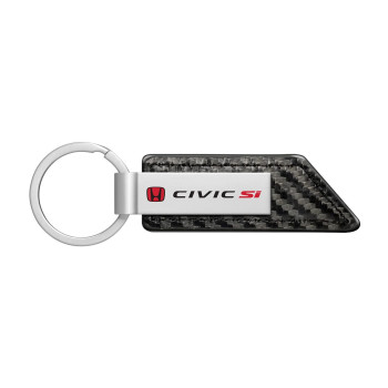 iPick Image Compatible with Honda Red Logo Civic Si Carbon Fiber Texture Black PU Leather Strap Key Chain