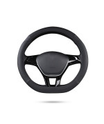 Ergocar Sport D-Shape Car Steering Wheel Cover Non-Slip Car Steering Wheel Protector Microfiber PU Leather Universal for Diameter 38cm(15) (Black)