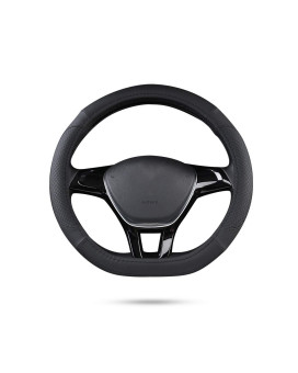 Ergocar Sport D-Shape Car Steering Wheel Cover Non-Slip Car Steering Wheel Protector Microfiber PU Leather Universal for Diameter 38cm(15) (Black)