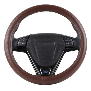 O SHI CAR Silica Gel Liner Steering Wheel Cover No Smell 15 Inch Universal Cowhide Cover Good Visual Match to Brown Automotive Interior